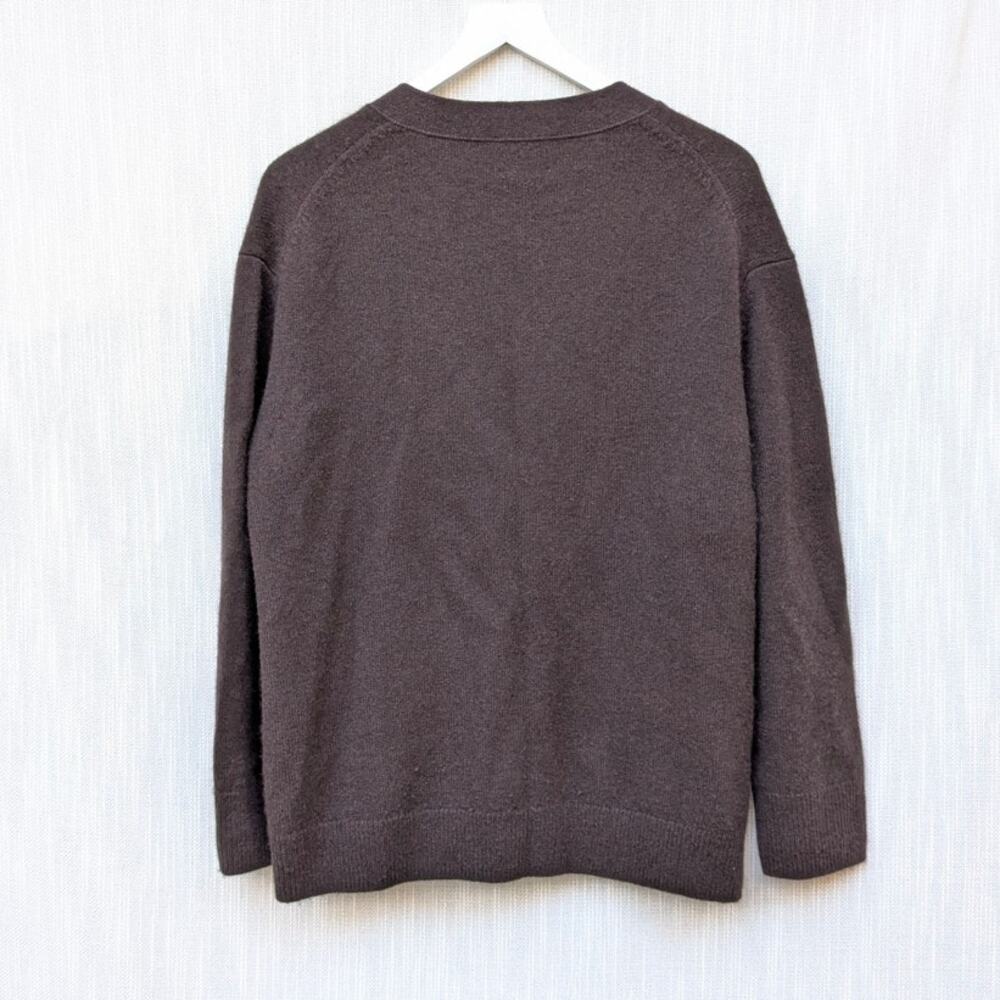 Anine Bing Jackson Deep Brown 100% Cashmere V-neck Button Logo Cardigan, size S - Picture 3 of 9
